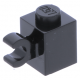 LEGO kocka 1x1 egy oldalán vízszintes fogóval, fekete (60476)